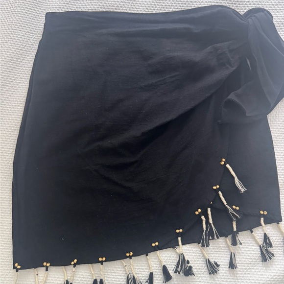 Zara Black Mini Skirt with Tassels - Picture 2 of 2